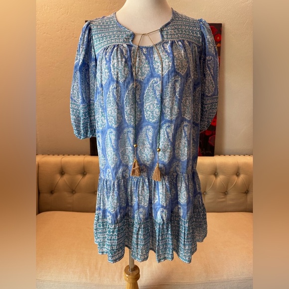 Bell Holly Dress in Blue Turq Paisley XS - Picture 3 of 10